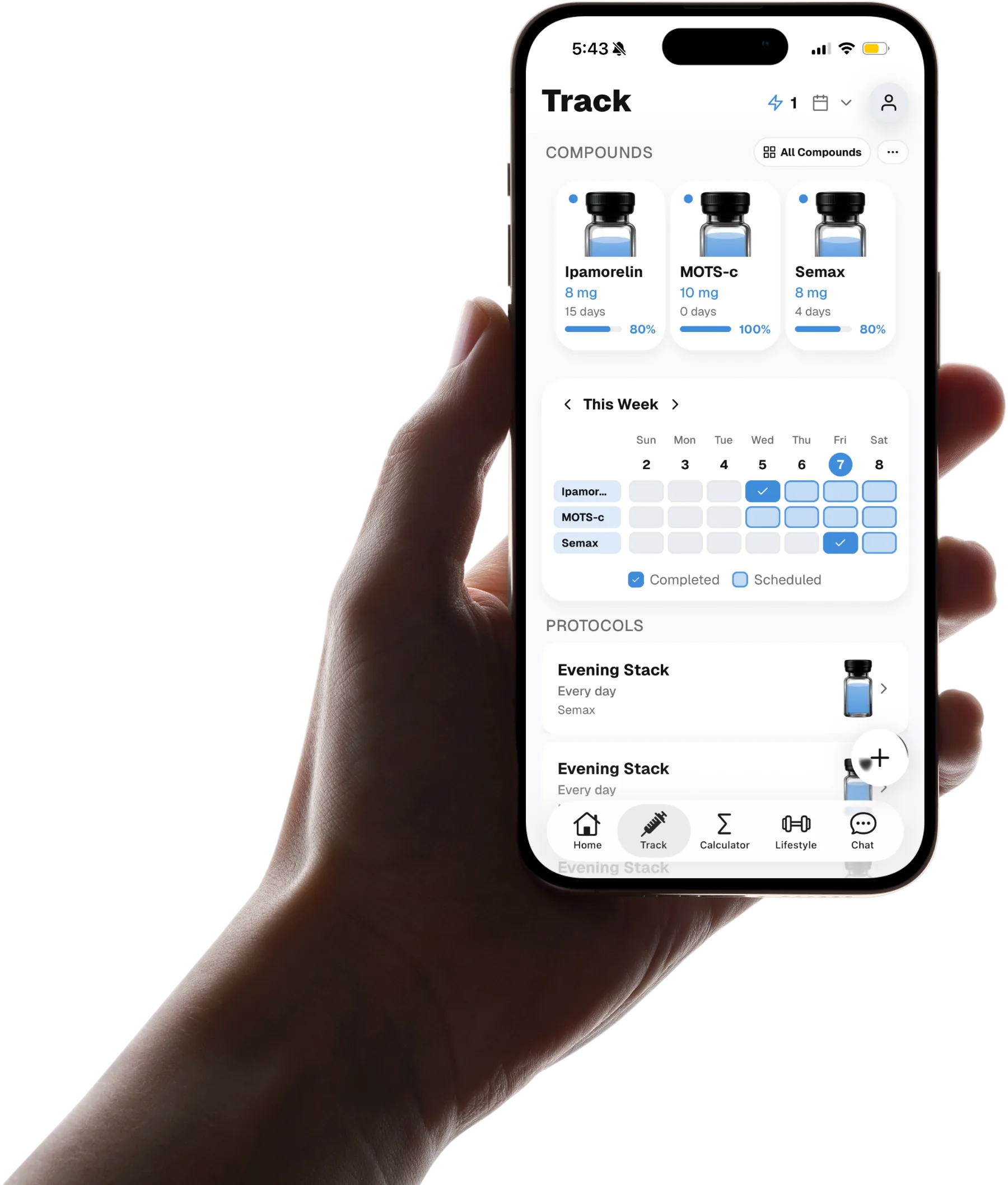 Pep AI showing injection site history across body regions